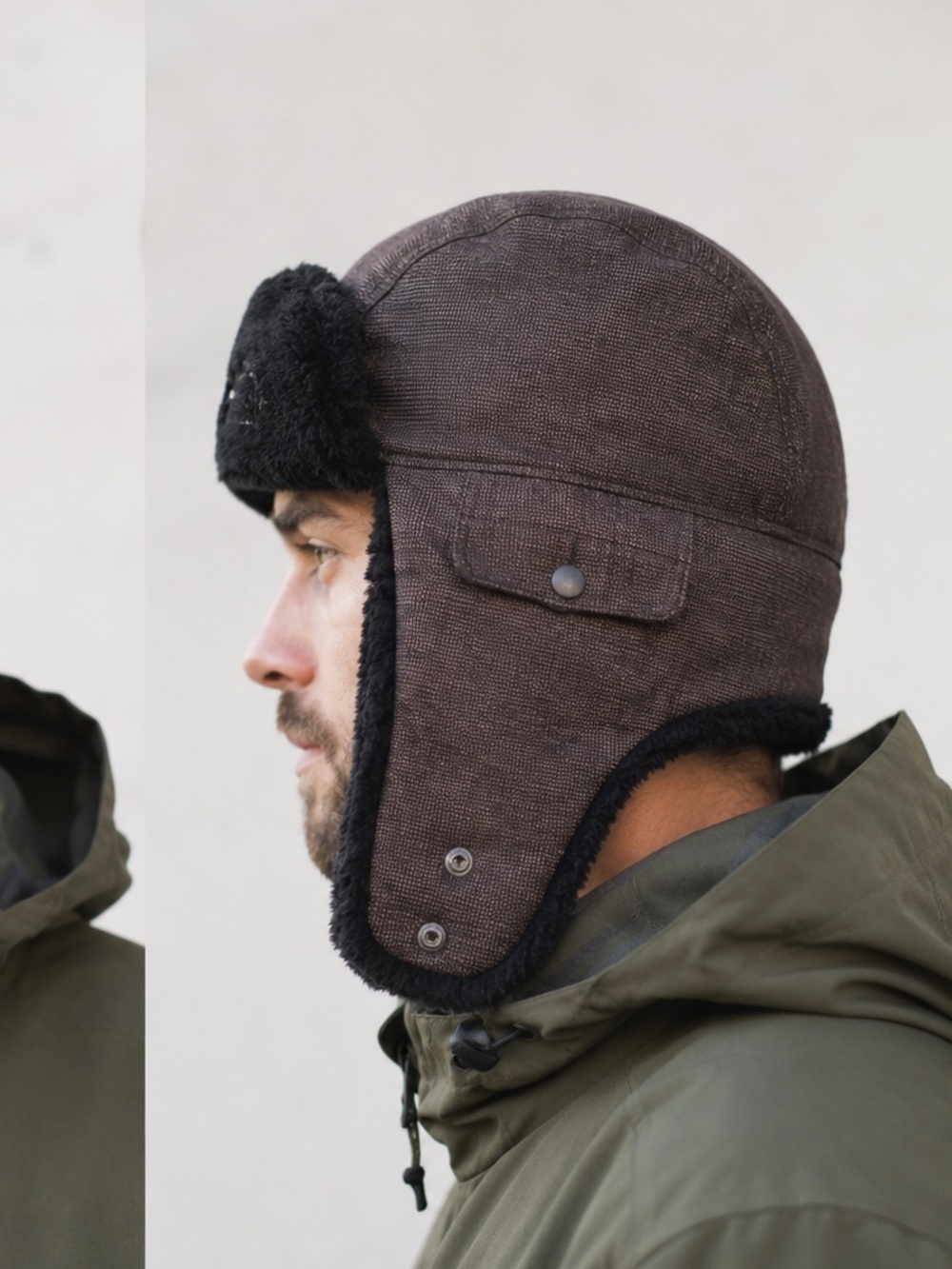 The North Face Trapper Hat Brown Insulated Faux Fur Ear Flap Winter